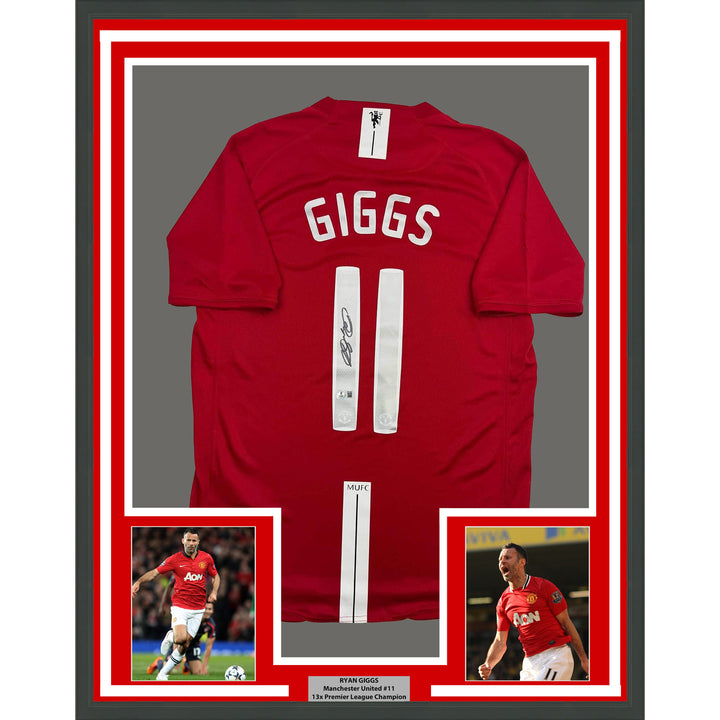 Framed Autographed/Signed Ryan Giggs 35x39 Manchester United Jersey Beckett COA