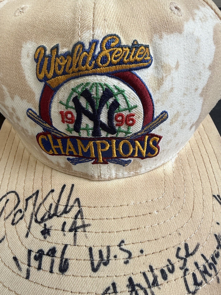 1996 Yankees World Series Game Worn Used Locker Room Celebration Hat Pat Kelly