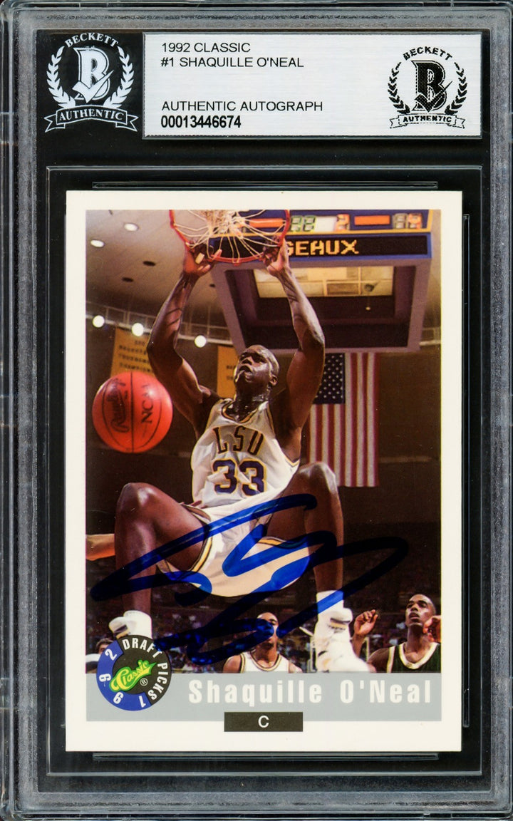 Shaquille Shaq O'Neal Autographed Signed 1992 Classic RC 1 LSU Tigers Beckett