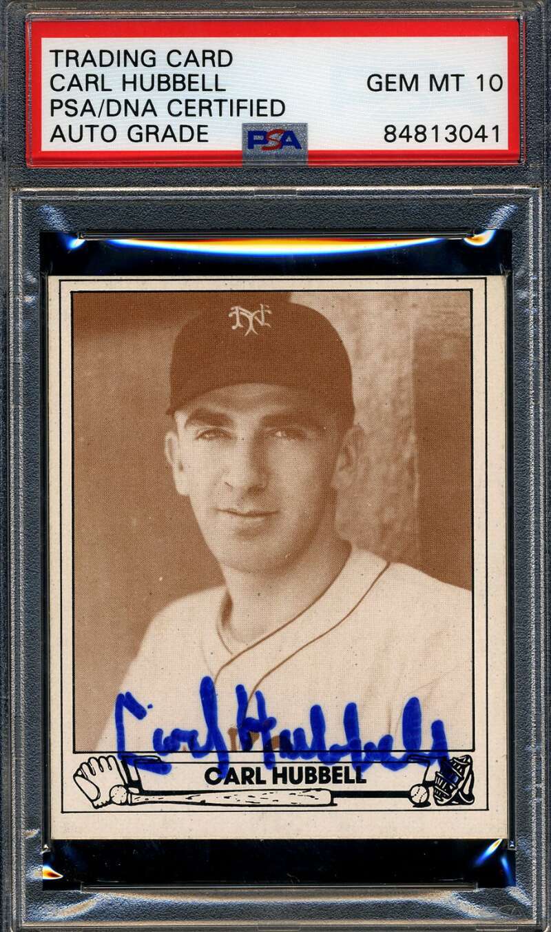 Carl Hubbell Gem Mint 10 PSA DNA Signed 1942 Playball 1983 Reprint Autograph