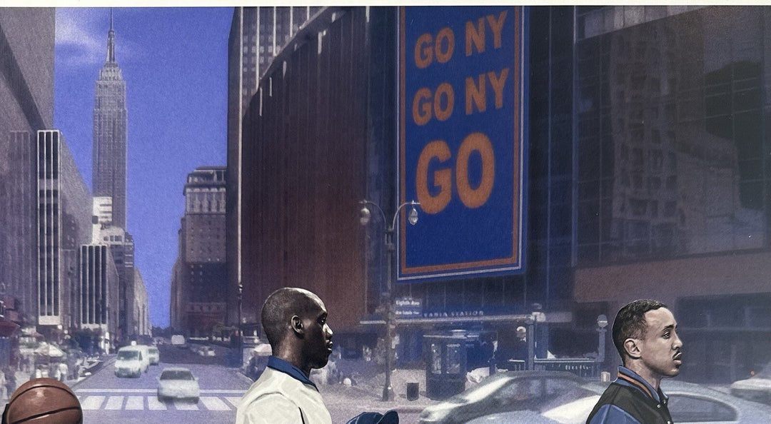 New York Knicks 34th St MSG 16x20 Framed Litho Photo Patrick Ewing John Starks