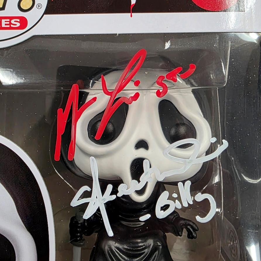 Matthew Lillard Stu & Skeet Ulrich Billy signed Ghost Face (Sit) Funko Pop ~ BAS
