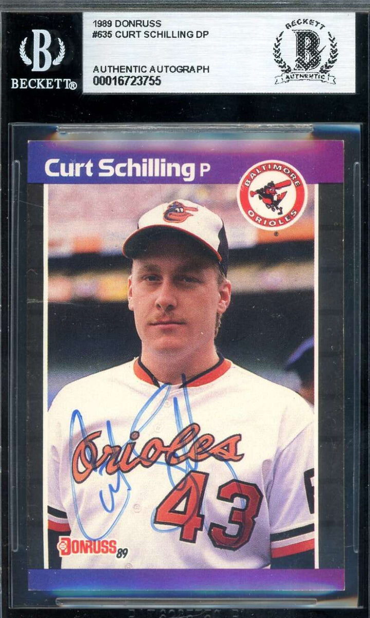 Curt Schilling Beckett BAS Signed 1989 Donruss Rookie Autograph
