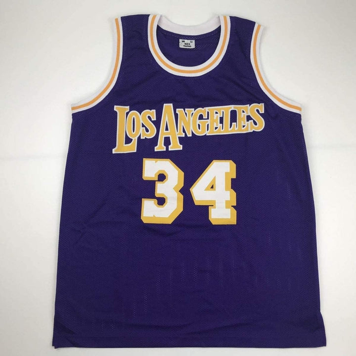 Autographed/Signed SHAQUILLE SHAQ O'NEAL Los Angeles Purple Jersey BAS COA