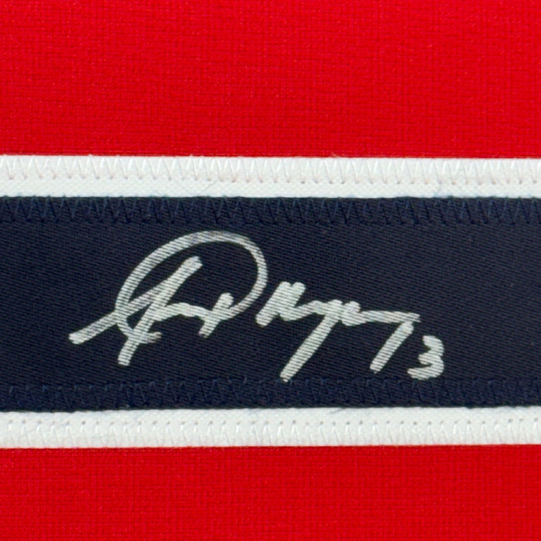 Framed Autographed/Signed Alex Morgan 35x39 Red World Cup Jersey JSA COA
