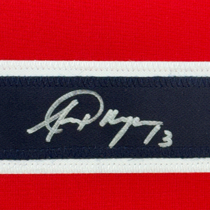 Framed Autographed/Signed Alex Morgan 35x39 Red World Cup Jersey JSA COA