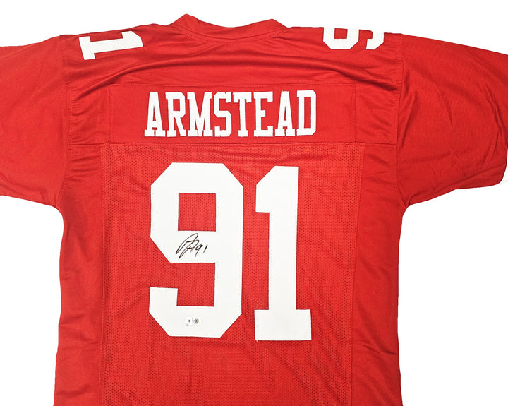San Francisco 49ers Arik Armstead Autographed Signed Red Jersey Beckett Wit