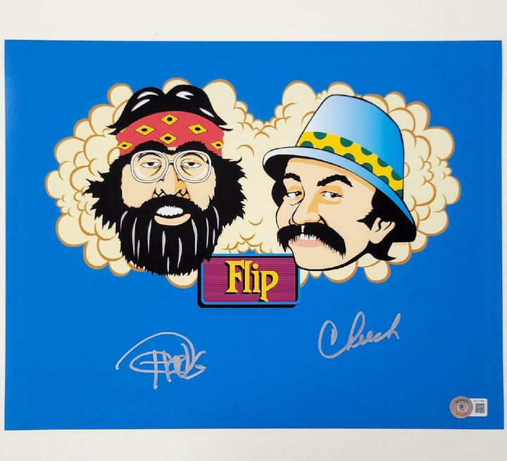 Cheech Marin and Tommy Chong signed Flip 11x14 Photo Autograph ~ BAS Witness