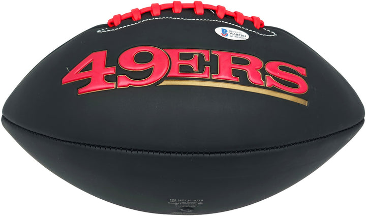 Joe Montana Signed Black Rawlings 49ers Football Smudged BAS Witness
