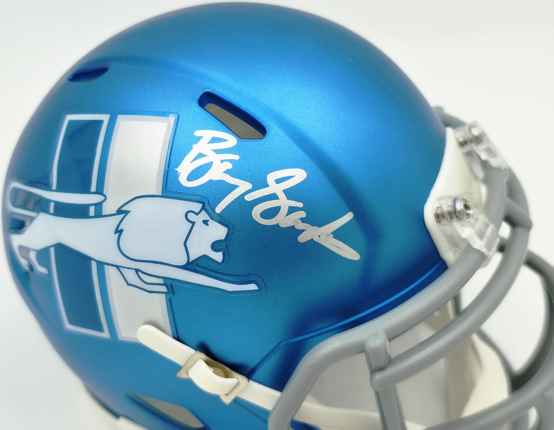 Barry Sanders Signed Detroit Lions 2023 Alternate Blue Speed Mini Helmet Beckett