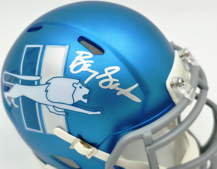 Barry Sanders Signed Detroit Lions 2023 Alternate Blue Speed Mini Helmet Beckett