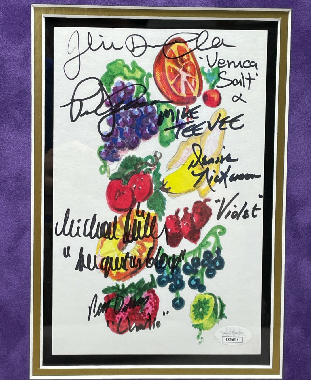 Willy Wonka Kids x5 Signed Wallpaper Framed Gobstopper Bar Collage JSA COA Auto