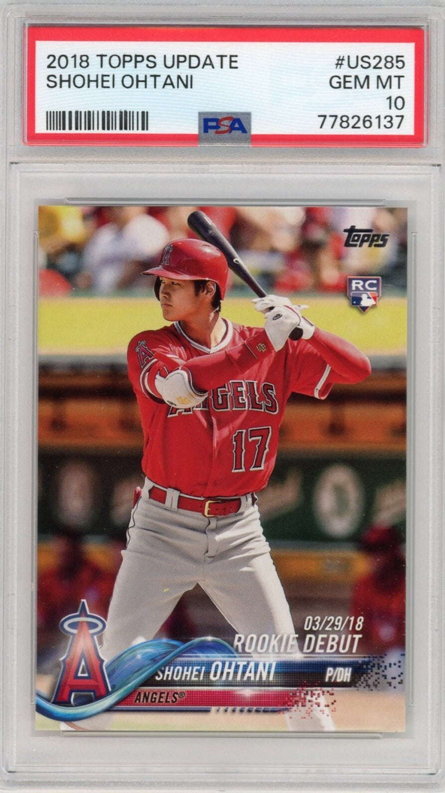 Graded 2018 Topps Update SHOHEI OHTANI #US285 Rookie RC Baseball Card PSA 10
