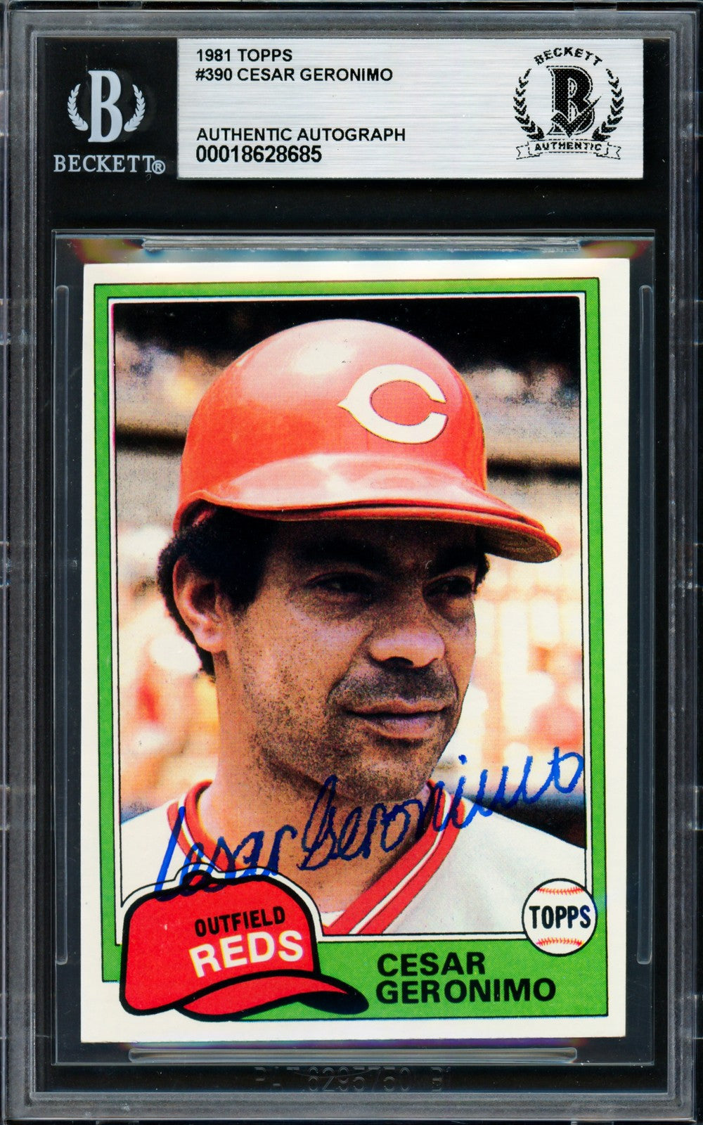Cesar Geronimo Signed 1981 Topps Card 390 Cincinnati Reds Beckett #18628685
