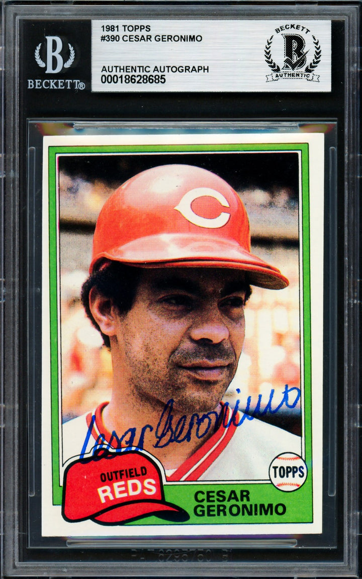 Cesar Geronimo Signed 1981 Topps Card 390 Cincinnati Reds Beckett #18628685