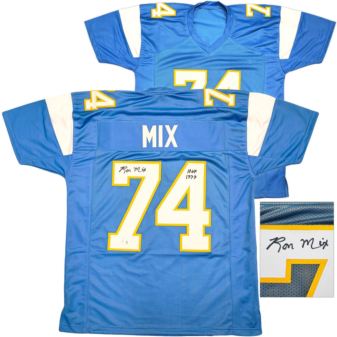 San Diego Chargers Ron Mix Autographed Signed Blue Jersey "HOF 1979" Beckett Wit