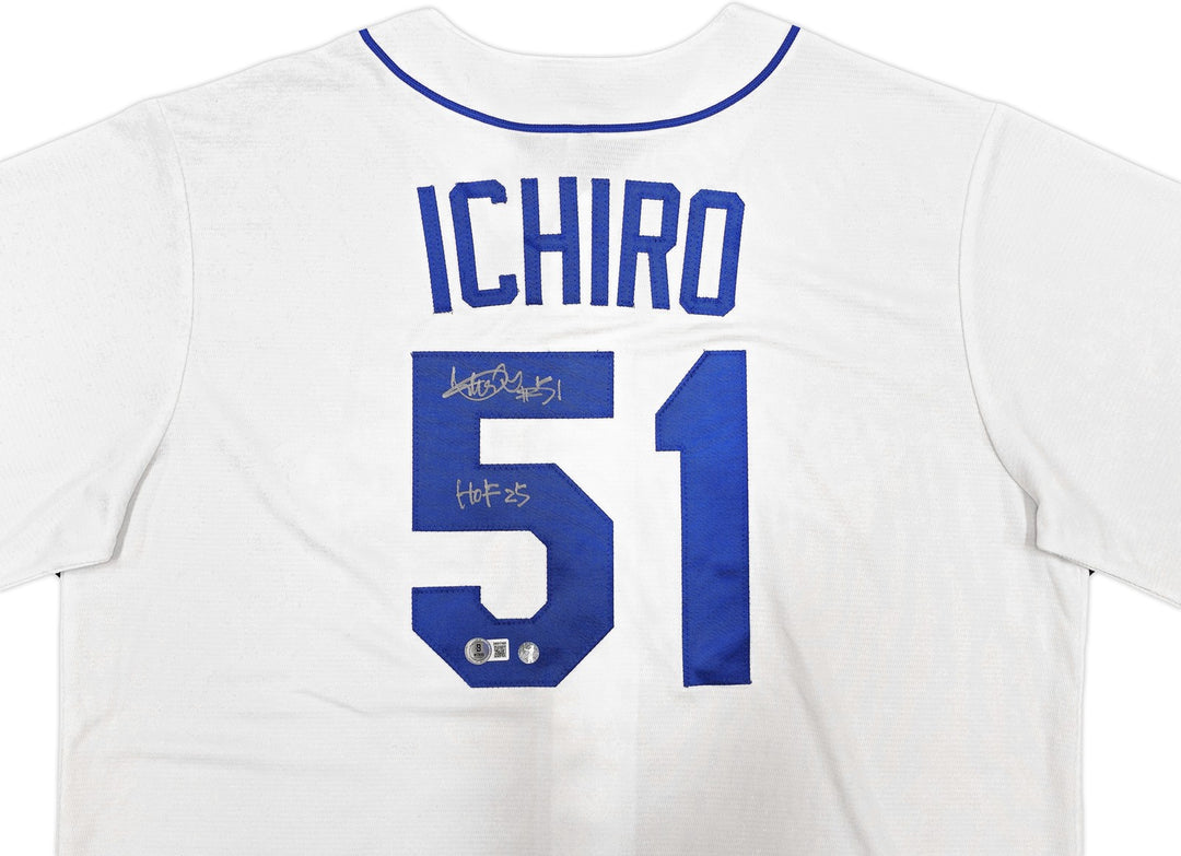 Mariners Ichiro Suzuki Auto White Nike Cooperstown Collect Jersey L HOF 25 BAS