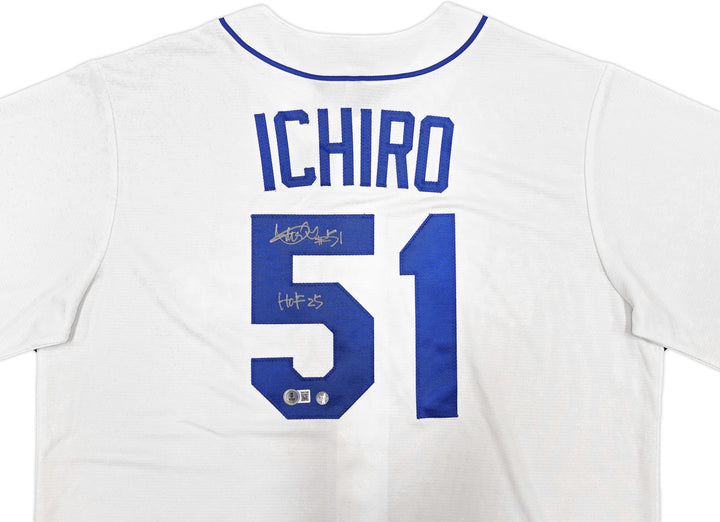 Mariners Ichiro Suzuki Auto White Nike Cooperstown Collect Jersey L HOF 25 BAS