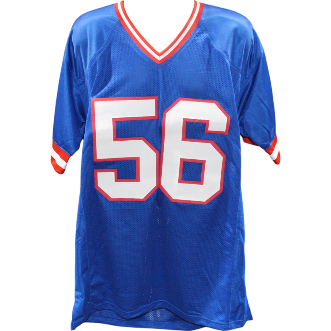 Lawrence Taylor Autographed Pro Style XL Blue Jersey Beckett Witness 49743
