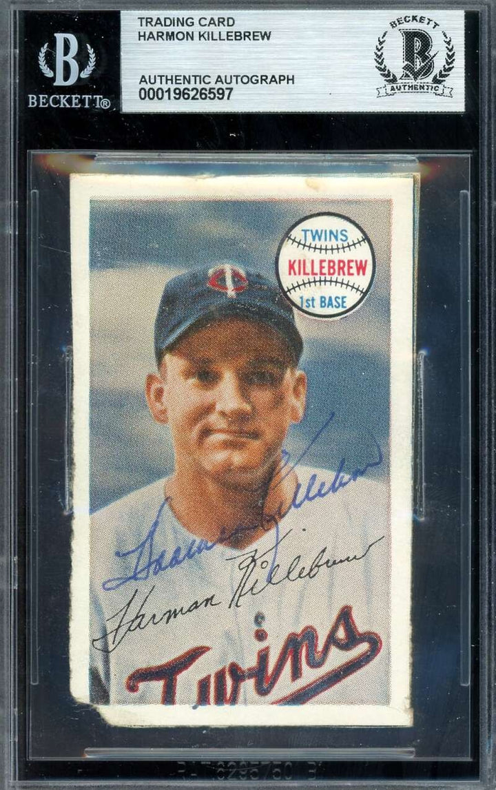 Harmon Killebrew Beckett BAS Signed Rare 1970 Kelloggs Box Panel Autograph