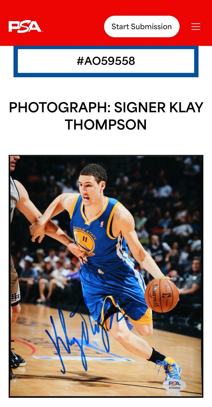 Klay Thompson Signed 8x10 Framed Photo GS Warriors Mint Early Auto PSA COA