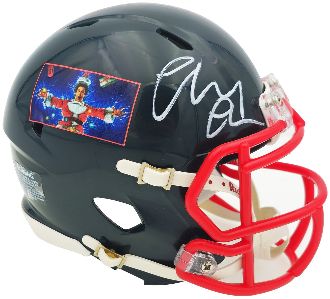 Chevy Chase Auto Signed Christmas Vacation Black Speed Mini Helmet Beckett Wit