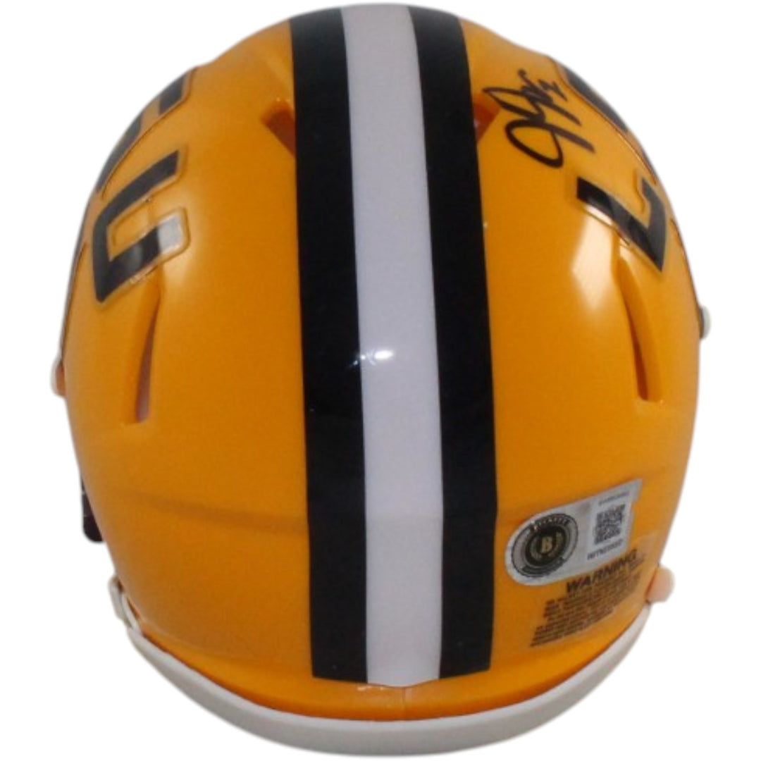 Justin Jefferson Autographed/Signed LSU Tigers Mini Helmet Beckett Witness 58217