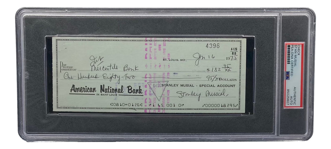 Stan Musial St. Louis Cardinals Signed  Bank Check PSA/DNA 85025607