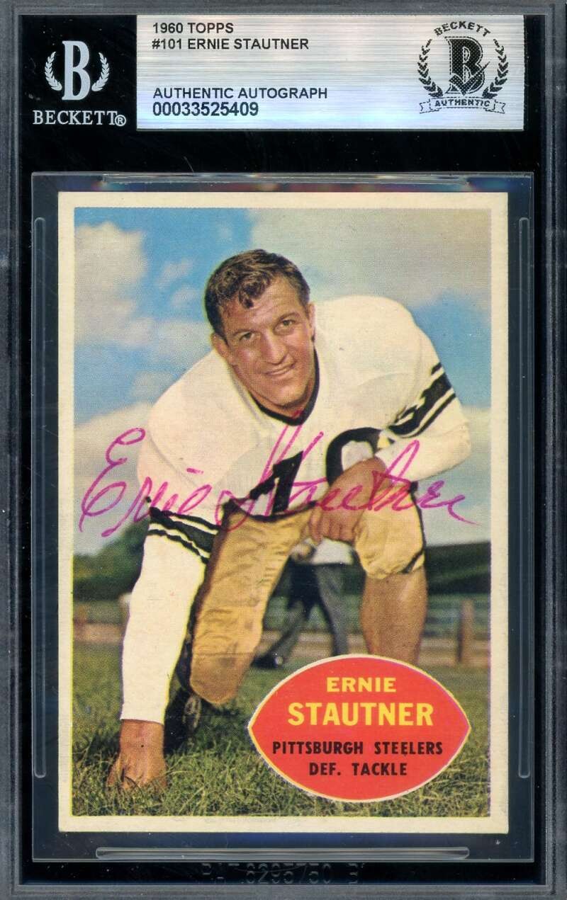 Ernie Stautner Beckett BAS Vintage Signed 1960 Topps Autograph Steelers