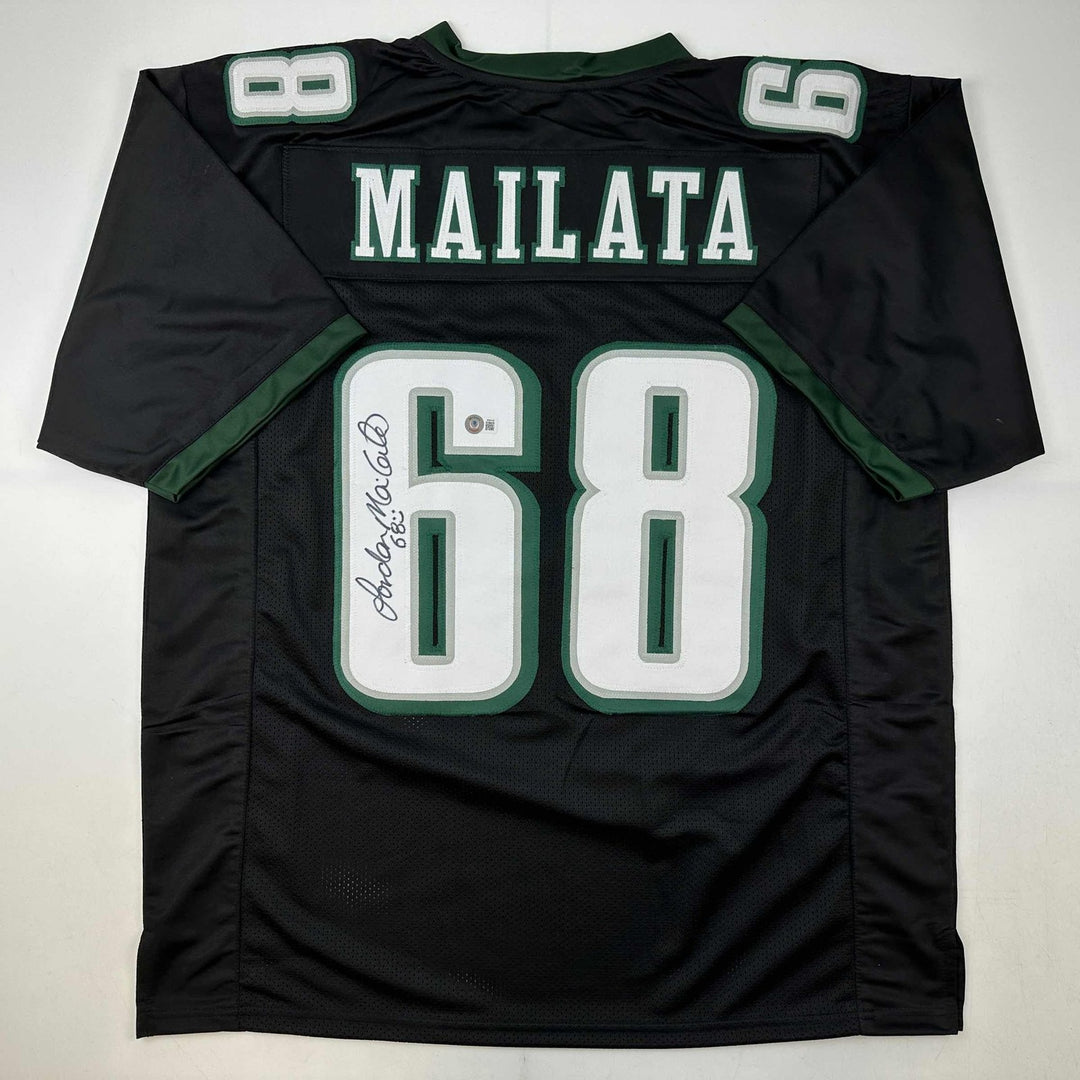Autographed/Signed Jordan Mailata Philadelphia Black Jersey Beckett BAS COA