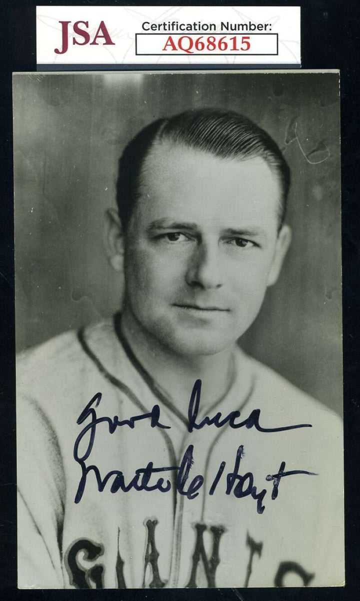 Waite Hoyt JSA Cert Signed  Vintage 3x5 Photo Autograph Giants