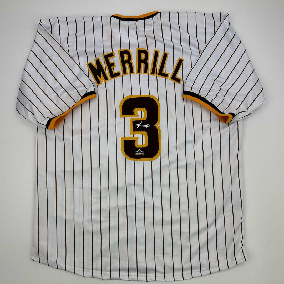 Facsimile Autographed Jackson Merrill San Diego Pinstripe Reprint Jersey Mens XL