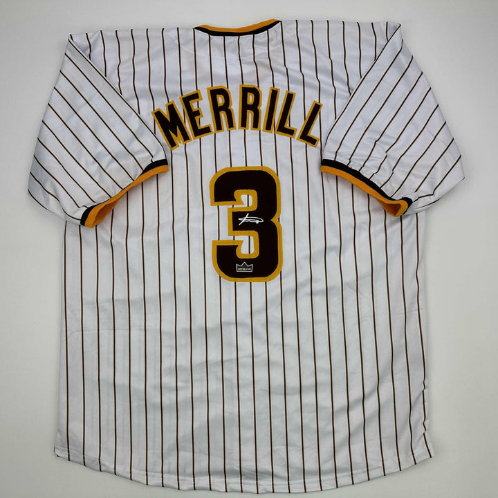 Facsimile Autographed Jackson Merrill San Diego Pinstripe Reprint Jersey Mens XL