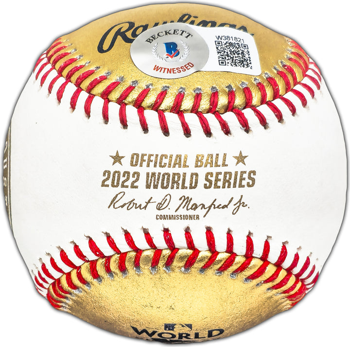 Yordan Alvarez Autographed 2022 Gold WS Baseball Astros Beckett W381821