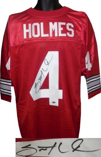 Santonio Holmes signed Red Custom College Stitched Football Jersey  XL GTSM Holo