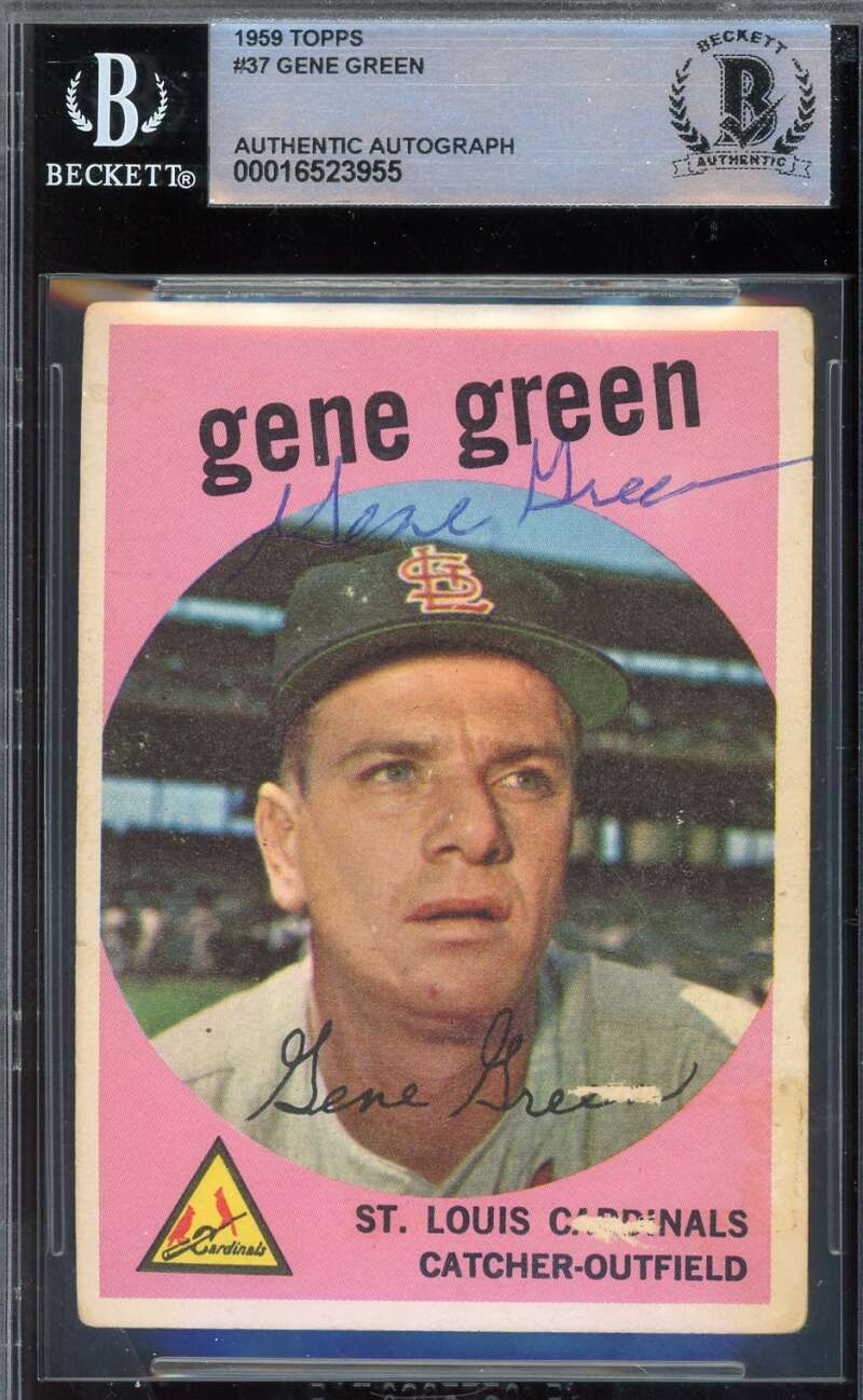 Gene Green Beckett BAS Signed 1959 Topps Autograph