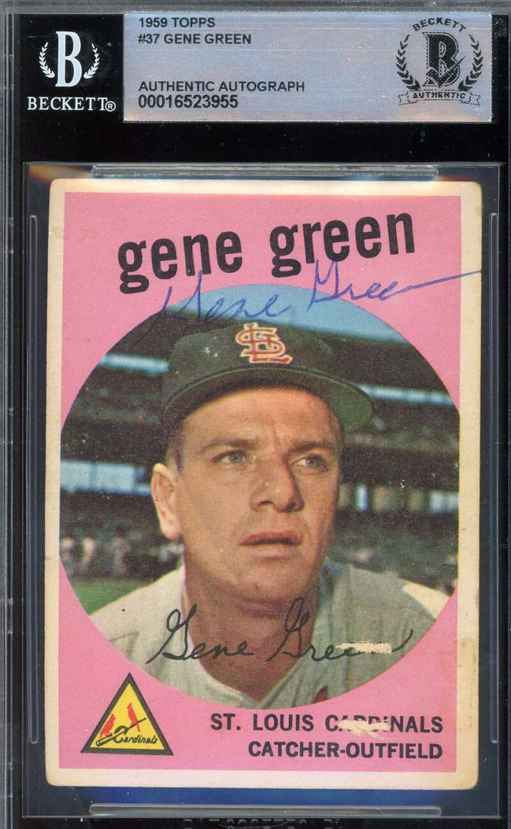 Gene Green Beckett BAS Signed 1959 Topps Autograph