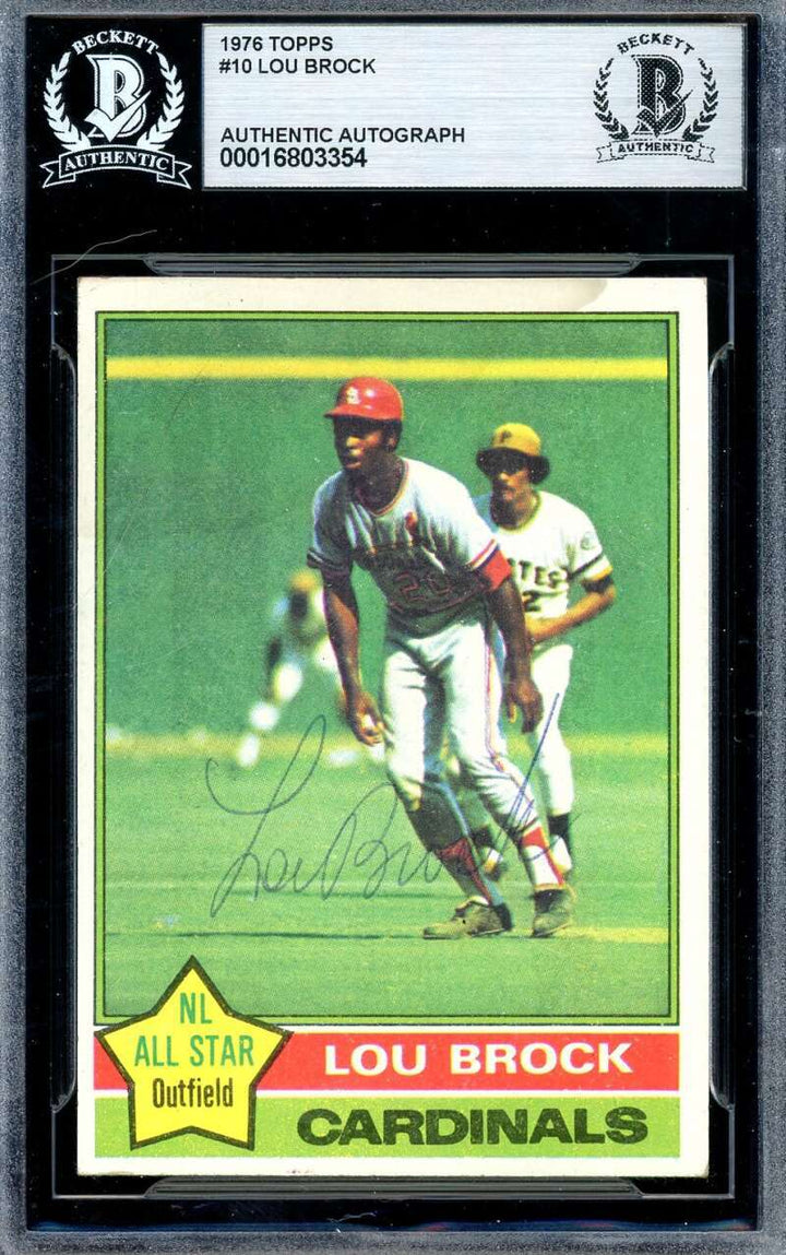Lou Brock Beckett BAS Vintage Signed 1976 Topps Autograph