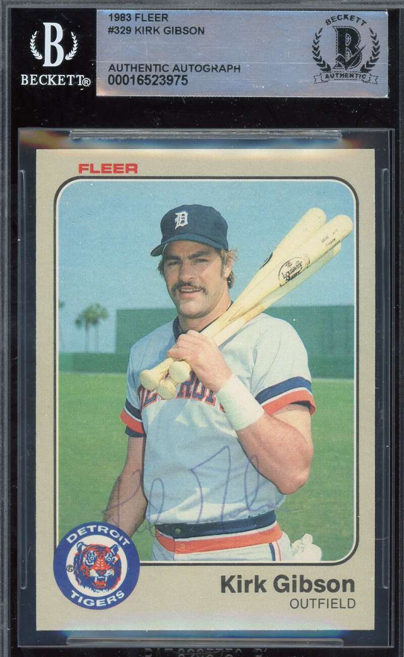 Kirk Gibson Beckett BAS Signed 1983 Fleer Autograph 1