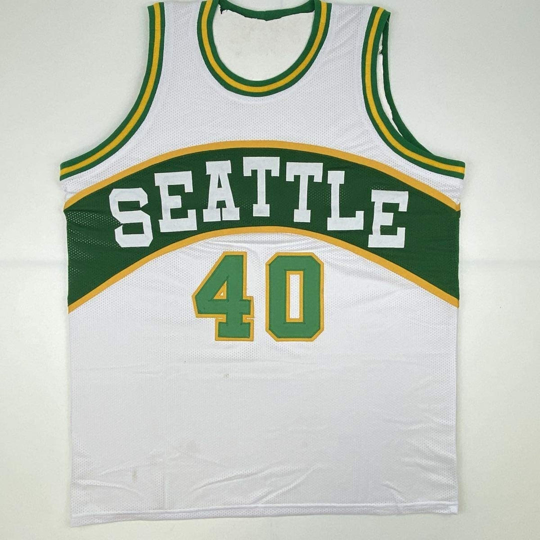 Autographed/Signed SHAWN KEMP Seattle White Basketball Jersey JSA COA Auto