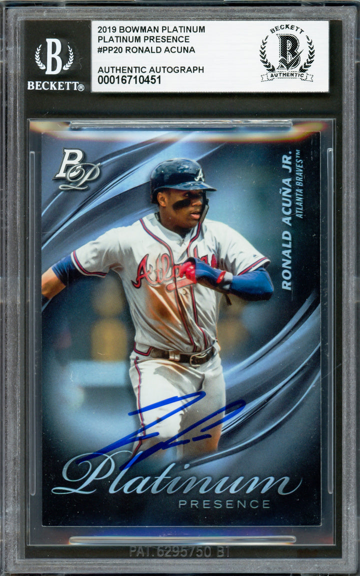 Ronald Acuna Jr. Signed 2019 Bowman Platinum Presence Card PP20 Braves Beckett