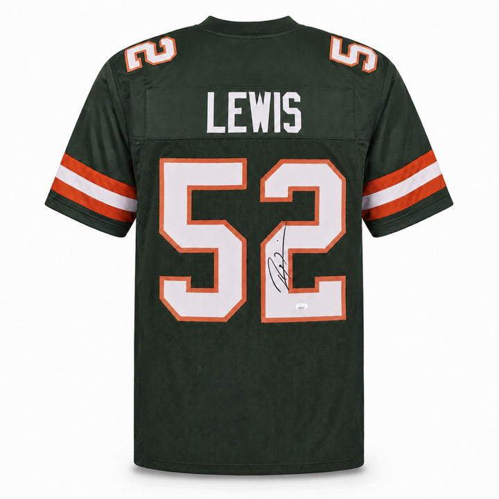 Miami Hurricanes Ray Lewis Signed Green Jersey JSA Witness