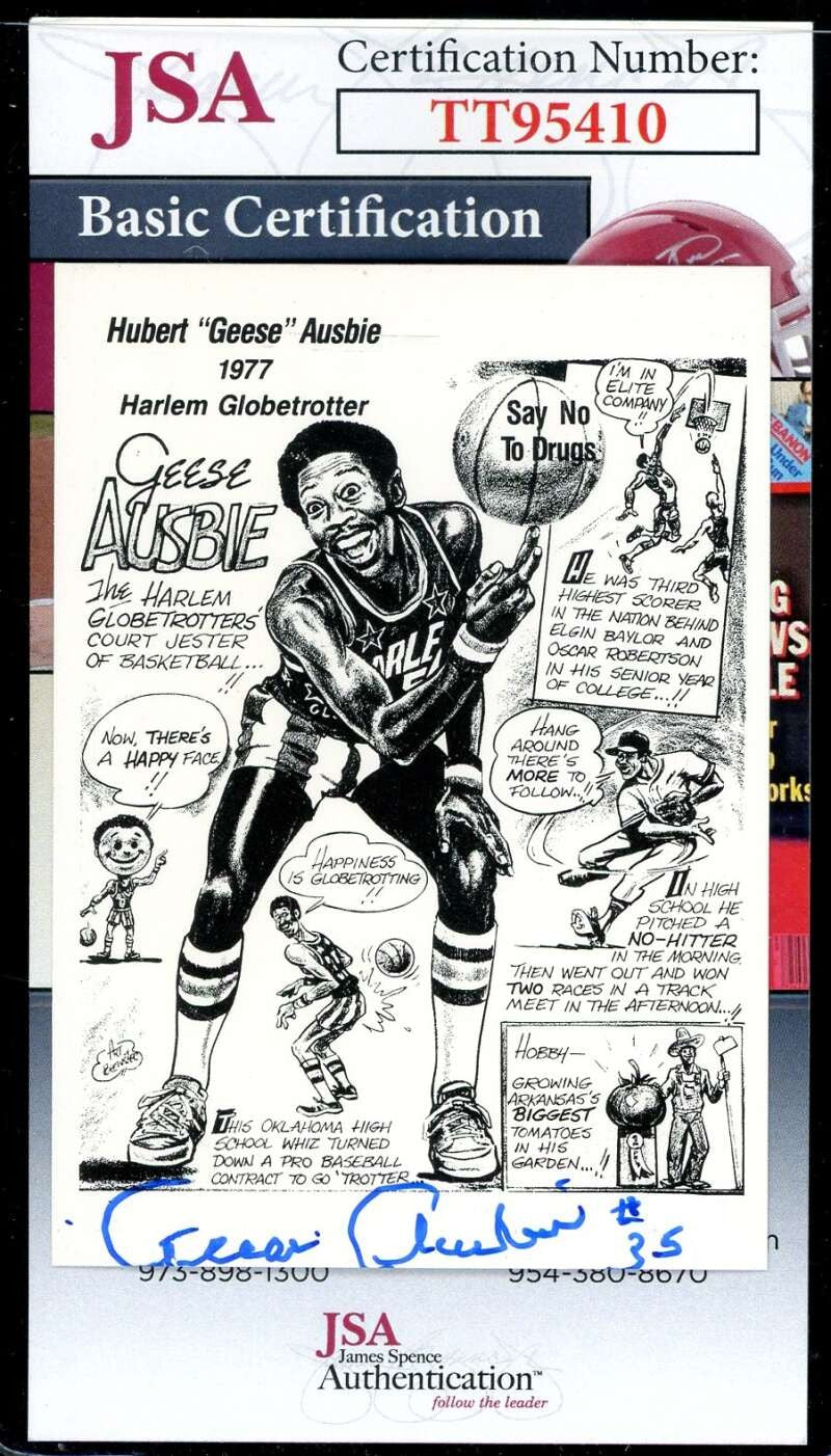 Hubert Geese Ausbie JSA Coa Autographed Globetrotters Trading Card Signed