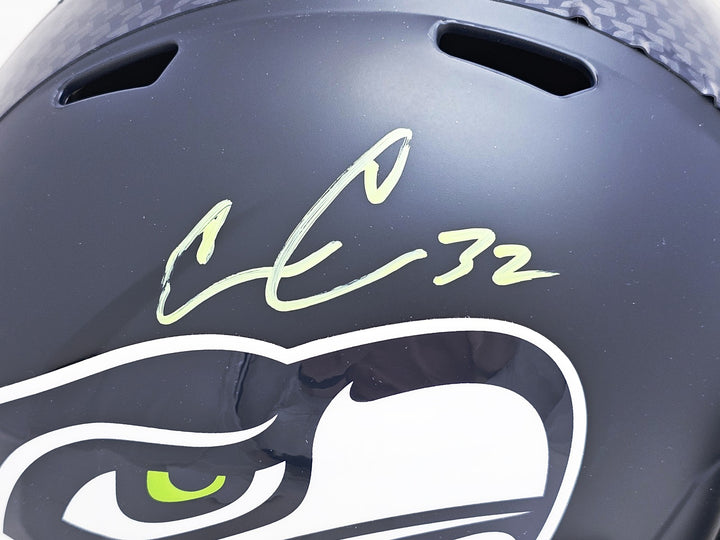 Chris Carson Signed Seattle Seahawks Blue Full Size Speed Helmet Fanatics Holo