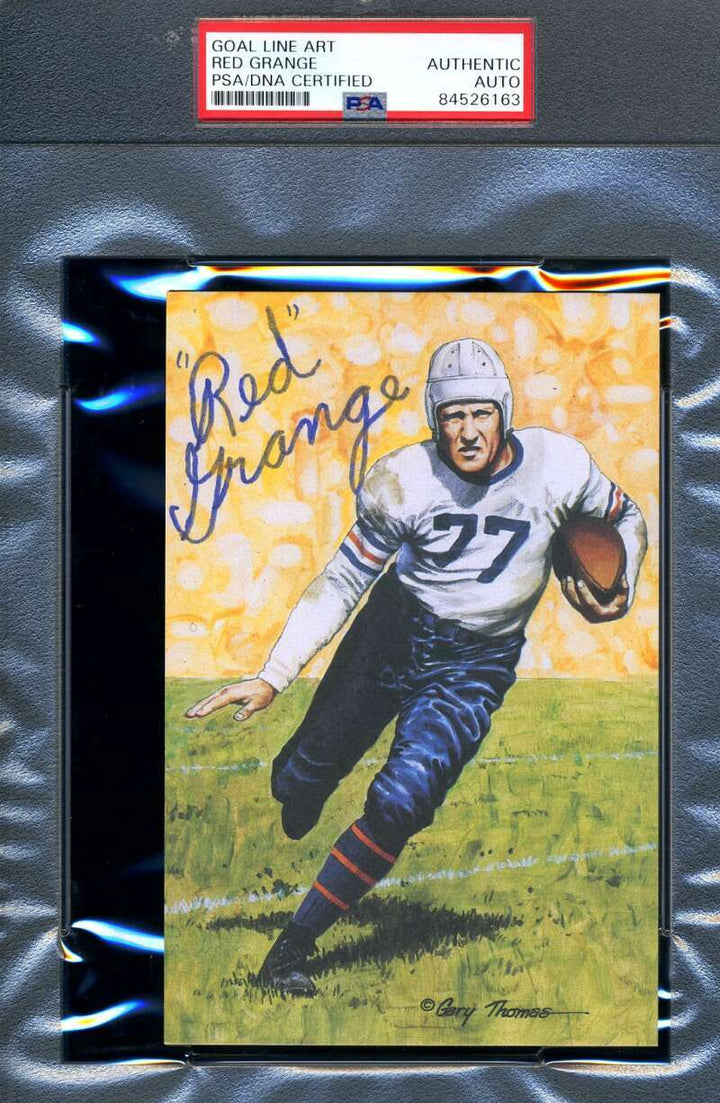 Red Grange PSA DNA Slab Signed Goal Line Art Card Autograph GLAC