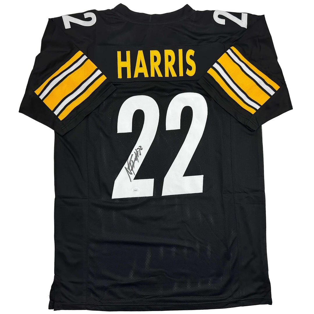 Autographed/Signed Najee Harris Pittsburgh Black Jersey Beckett BAS COA
