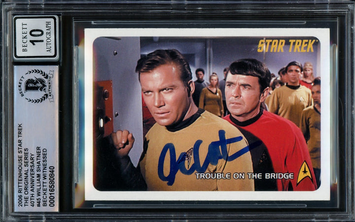 William Shatner Signed 2006 Rittenhouse Card 45 Star Trek Sig 10 40th Beckett