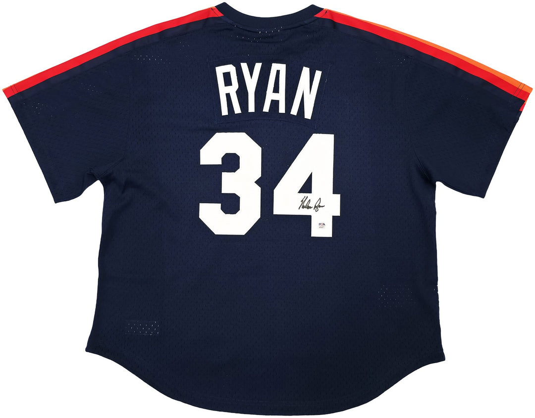 Houston Astros Nolan Ryan Signed Blue Mitchell & Ness Cooperstown Collection