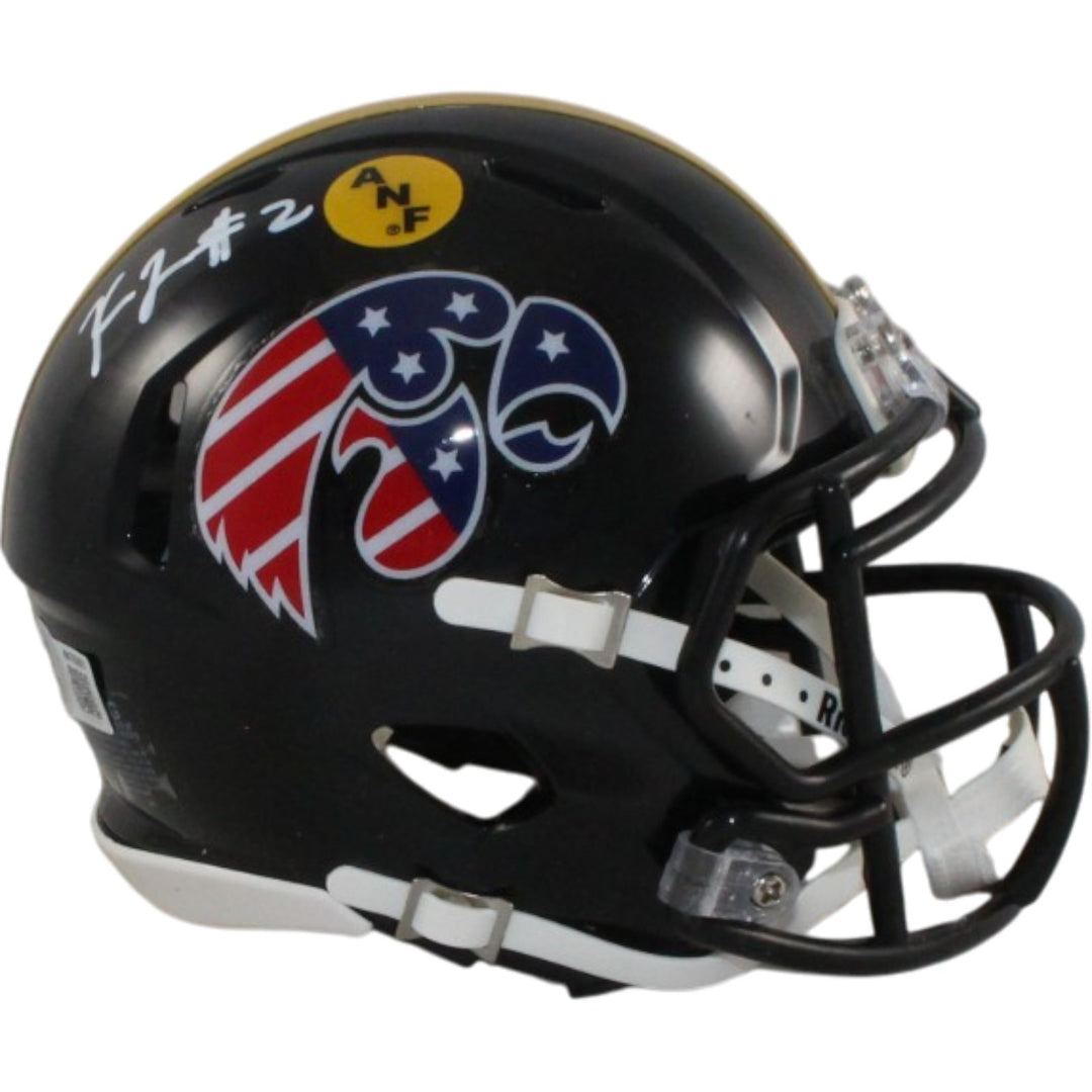 Kaleb Johnson Autographed Iowa Hawkeyes Stars&Stripes Mini Helmet Beckett 56962