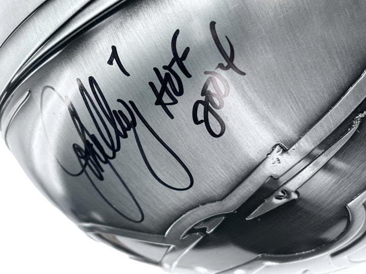 John Elway Signed Denver Broncos Pewter Full Size Helmet #D/107 JSA Autograph